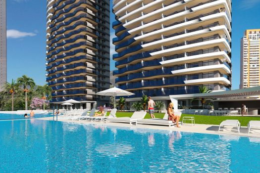 Luxe appartementen in Benidorm met zeezicht op alle verdiepingen en 50 meter van het strand