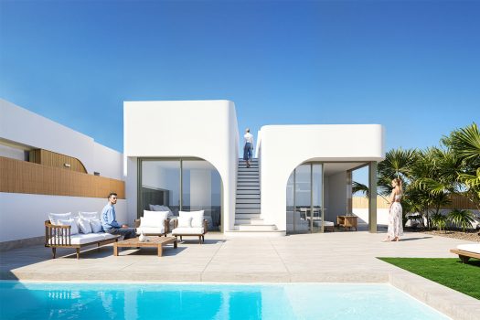 Vrijstaande villa’s met uitzicht op de golfbaan in Los Alcázares, Murcia.