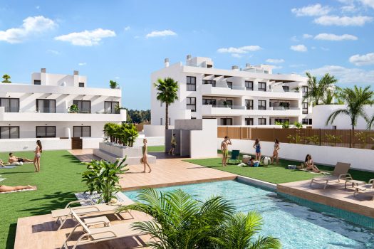 Appartementen vlak bij de golfbaan in Los Alcázares, Murcia.