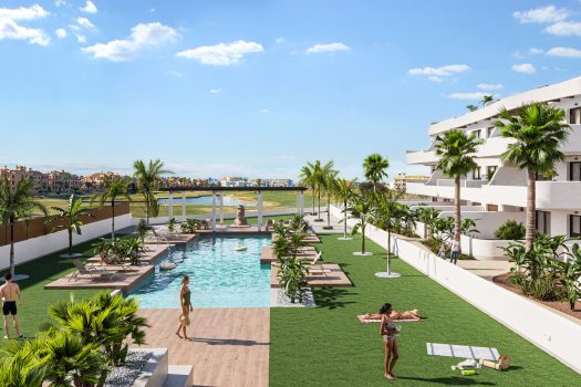 Appartementen vlak bij de golfbaan in Los Alcázares, Murcia.