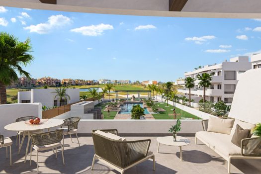 Appartementen vlak bij de golfbaan in Los Alcázares, Murcia.